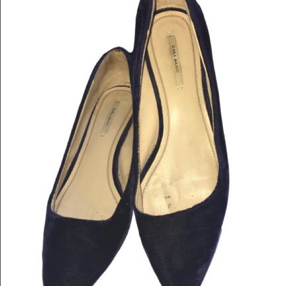 🌷Zara Midnight Blue Velvet Chunky Heel Pump 39🌷 - Picture 2 of 13